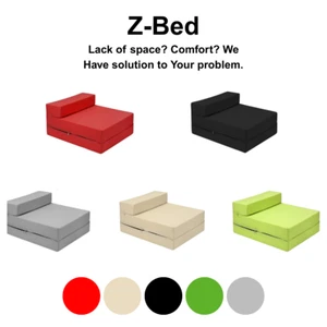 Single Z Bed Futon Chair Bed – Foldable, Foam Filled, Water-Resistant - Picture 1 of 11