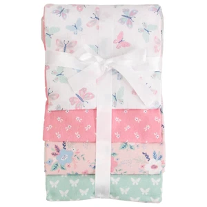 RECEIVING X4 - CRIBMATES GIRLS - BUTTERFLY FLUTTER - BLANKETS COTTON 4 PACK BABY - Picture 1 of 1