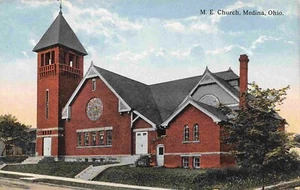 M E Church Medina Ohio 1910c postcard - Picture 1 of 2