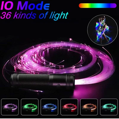 LED Fiber Optic Whip Optical Fiber Pixel 10Color Light Up 360° Swivel Dance Whip - image 1 of 4