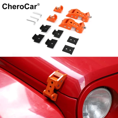 2Pc Orange Metal Front Hood Latches Lock Catch  For 2007+ Jeep Wrangler JK JL JT - Imagem 1 de 4