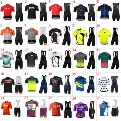 Ciclismo Hombre Manga Corta Jersey Babero Conjunto Ciclismo Equipo Kit Bicicleta Jersey Foto 1 de 4