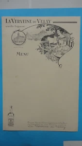 ANCIEN MENU LIQUEUR VERVEINE DU VELAY LE PUY HAUTE LOIRE - Picture 1 of 1