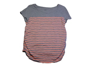 Liz Lange Maternity Top Size XXL Long Sleeve Orange Gray Ruched FREE S&H - Picture 1 of 7