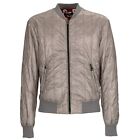 DOLCE & GABBANA Quilted Waxed Nylon Bomber Jacket with Knit Silver Gray 11482