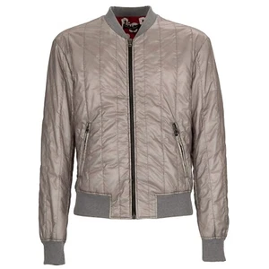 DOLCE & GABBANA Quilted Waxed Nylon Bomber Jacket with Knit Silver Gray 11482 - Picture 1 of 5