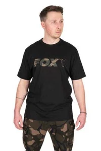 Fox Black / Camo Logo T-Shirt / Carp Fishing Clothing - Picture 1 of 12