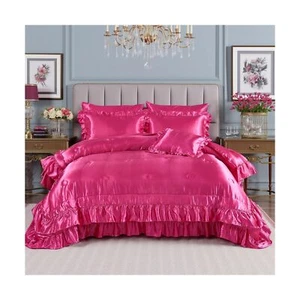 Hot Pink Comforter Set,Queen Bed Set Satin Sheets,Luxuxy Satin Comforter Set,... - Picture 1 of 9