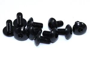 Paquete de 10 pernos de carenado de aluminio anodizado negro m6 x 12 mm tornillos de perno para motocicleta - Imagen 1 de 6
