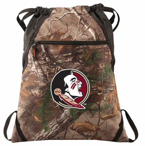 FSU Camo Cinch Pack REALTREE Florida State University Drawstring Bag Backpack Cover