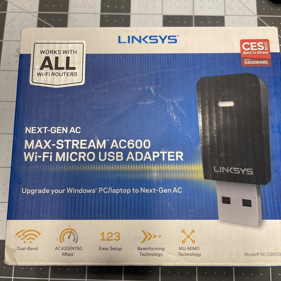 Linksys WUSB6100M Ac600 WiFi Dual-Band Micro USB Adapter Not Tested - Imagem 1 de 4