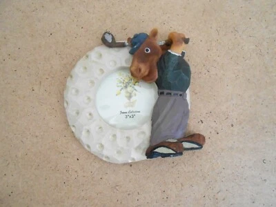 Ceramic Horse Golfing 3"x3" Round Picture Frame - Image 1 of 4