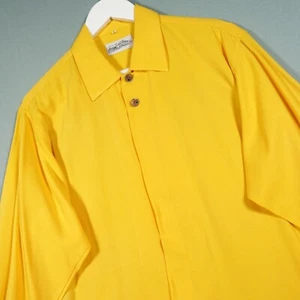 VINTAGE Gallagher Egan & Co Shirt Mens 3 Yellow Button Up Relaxed Top Preloved - Picture 1 of 15