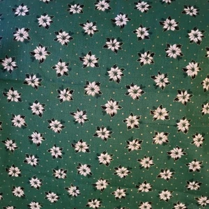 Vtg Concord Fabric Kesslers White Poinsettia Green Black Background 101x44 - Picture 1 of 14