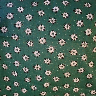 Vtg Concord Fabric Kesslers White Poinsettia Green Black Background 101x44 - Image 1 of 4