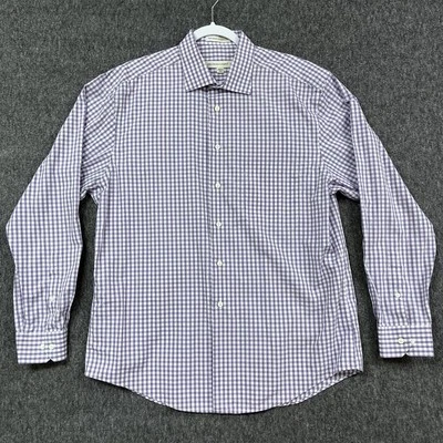 Camisa Pronto Uomo Para Hombres XL Púrpura Guinga Cuadros Manga Larga Abotonada Sin Planchar Foto 1 de 4
