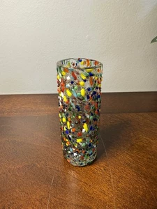 Mexikanischer Kiesel Konfetti Tequila mundgeblasen Doppel Schnapsglas - Bild 1 von 4