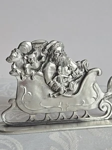 Vintage 1987 Seagull Pewter Canada Christmas Santa Reindeer Sleigh Ornament - Imagen 1 de 9