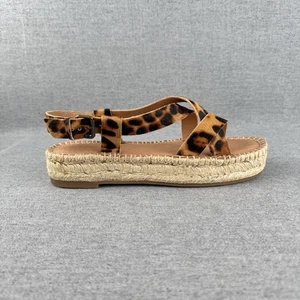 New Madewell Sandals Womens 8 Brown Leather Animal Print Beachy Boho Resort - Picture 1 of 14