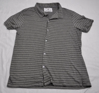 Free Planet Shirt Mens XL Gray Striped Button Up Short Sleeve Casual Soft Knit - Image 1 of 4