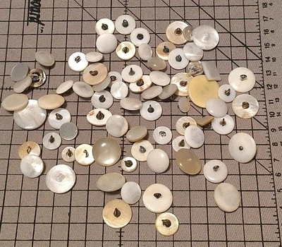 Lot Of 75 Vintage MOP Mother of Pearl Buttons Various Patterns Sizes Colors - Image 1 of 4