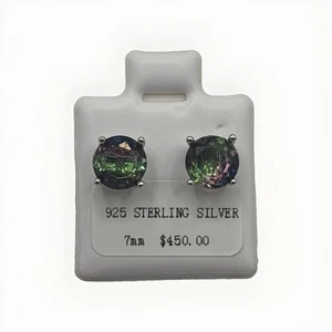 Wassermelone Turmalin 925 Sterling Silber 7 mm Ohrstecker Schraubverschluss - Bild 1 von 3