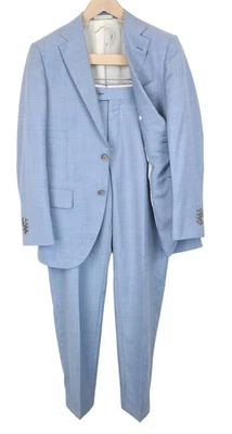 SUITSUPPLY Lazio Men's Suit UK36S Light Blue Pure Wool Slim 2 Piece Classic Set - Image 1 of 4