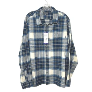 Eddie Bauer Bristol Blue Plaid Double Brushed Flannel Relaxed Fit Shirt Size XXL - Picture 1 of 10