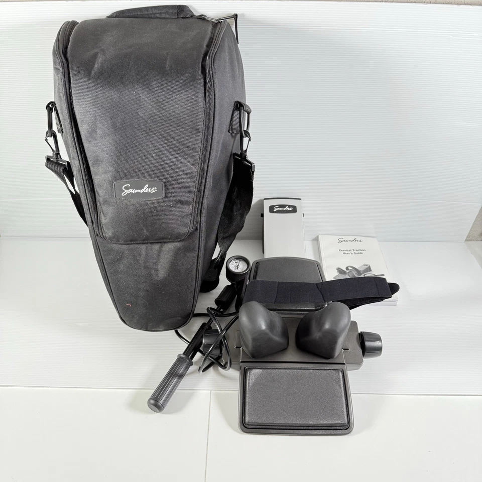 Dispositivo de tracción cervical Saunder con manual de operación y estuche original con cremallera Foto 1 de 4