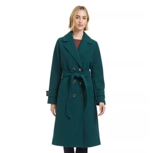Trench cappotto Draper James verde smeraldo taglia S finta lana impermeabile nuovo con etichetta - Foto 1 di 14