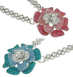 Designer Estate Chic Smalto Fiore Rosa Massiccio Collana con / - Imagen 1 de 3