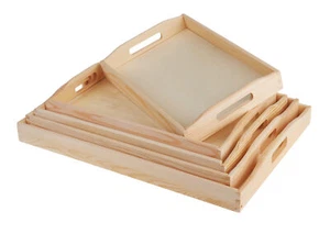 VBS Juego de Bandeja de Madera 5 Piezas Diferentes Tamaños Bandeja Bandeja para Servir - Imagen 1 de 12