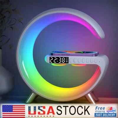 GLamp Wireless Charger RGB LED Night Light Control Bluetooth Speaker Alarm Clock - Image 1 of 4