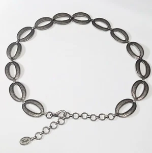 Vintage Y2K Fossil Silver Tone Hammered Metal Belt Adjustable 37"-44" M/L - Picture 1 of 8