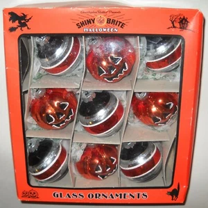 Christopher Radko SHINY BRITE Ornamente Streifen Kürbisse HALLOWEEN 9ct 2018 NEU - Bild 1 von 4