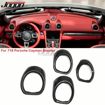 Cubiertas de ventilación de aire de consola central de carbono 718 para Porsche Cayman Boxster GTS 2016-23 Foto 1 de 4