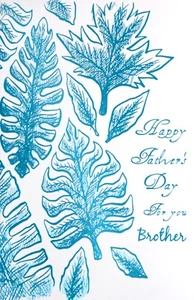 Tarjeta Feliz Día del Padre PARA HERMANO, Hojas Azules por Saludos Premium + Sobre - Imagen 1 de 4