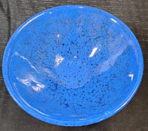 Kosta Boda, Sweden, Hand Blown, Art Glass Bowl, Cobalt Blue Speckle, 12" Round - Picture 1 of 8
