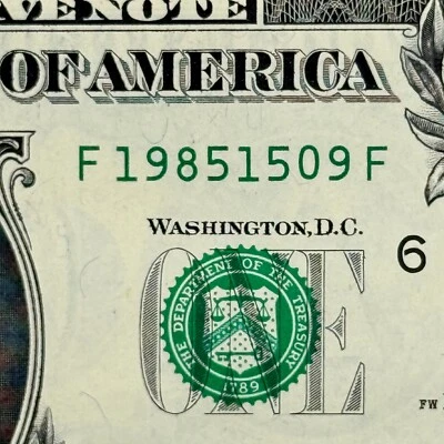 1985 15th September Birthday Dollar Bill Fancy Serial Number Note $1 - Image 1 of 3