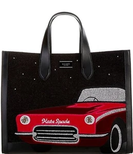 Kate Spade KI427 Manhattan Car Embellished Large Tote Shoulder Bag Black Multi - Picture 1 of 4