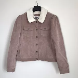 New! Andrea Women’s Blush Pink Corduroy Sherpa Trucker Jacket Women's Size L - Picture 1 of 11