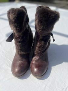 Bear Traps Women's Size 8M Arrive Brown Leather Upper Faux Fur Boots Mid Calf - Picture 1 of 7