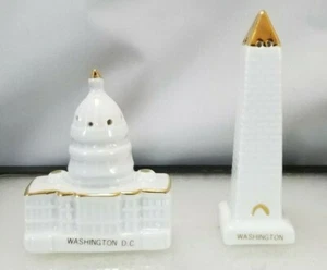 Vintage Set of Washington Monument & U.S. Capitol Salt and Pepper Shakers / New - Picture 1 of 7