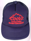 COORS Utilities Maintenance Trucker Hat-Blue-Mesh-Puff Letter-Rope Bill-Snapback