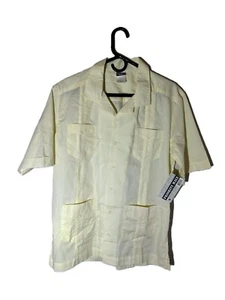 Priority Male Short Sleeve Yellow Button Up 60% cotton 40% polyester 2 pockets - Picture 1 of 2