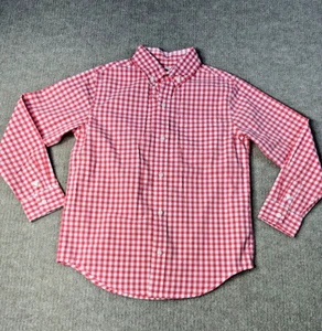 Janie And Jack Gingham Poplin Shirt Boys Size 7 Pink White Button Up Easter - Picture 1 of 6