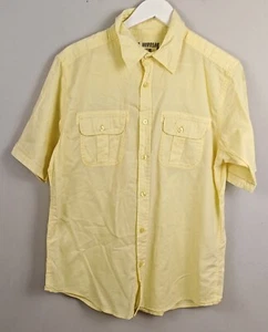 Red Herring Shirt Mens Large Yellow Short Sleeve Cotton Casual Point Debenhams - Picture 1 of 8