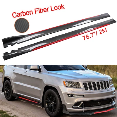 For Jeep Grand Carbon Fiber Look 78.7" Side Skirt Extension Spoiler Splitter Foto 1 de 4