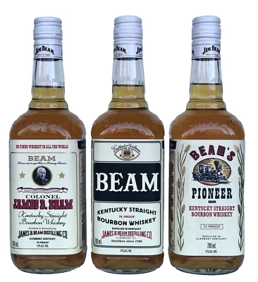 Jim Beam Ltd Edit Historic Labels 3 Bottles  Full Set  3 X 700Ml - RARE!!!!!!! - image 1 of 4
