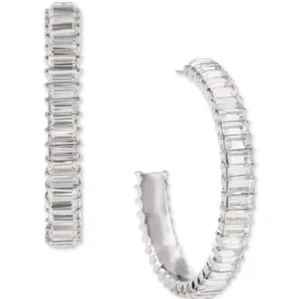 INC INTERNATIONAL CONCEPTS SILBERFARBENE BAGUETTE KRISTALL C-CREOLEN 2" NEU - Bild 1 von 7